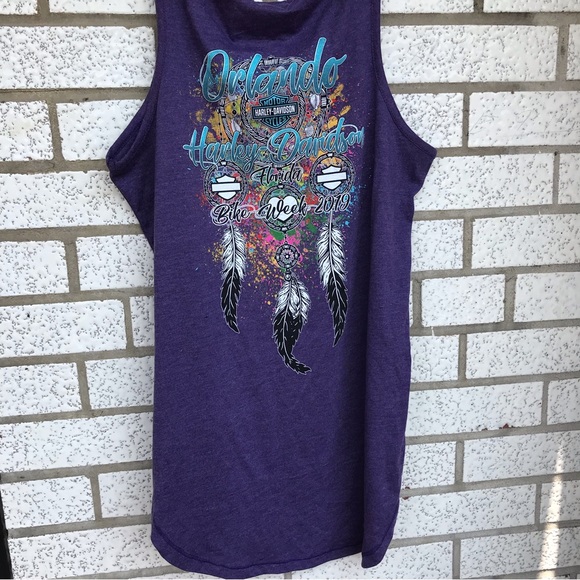 Harley Davidson Orlando Florida Bike Week 2019 Purple Dreamcatcher Tank Size S - Picture 5 of 13